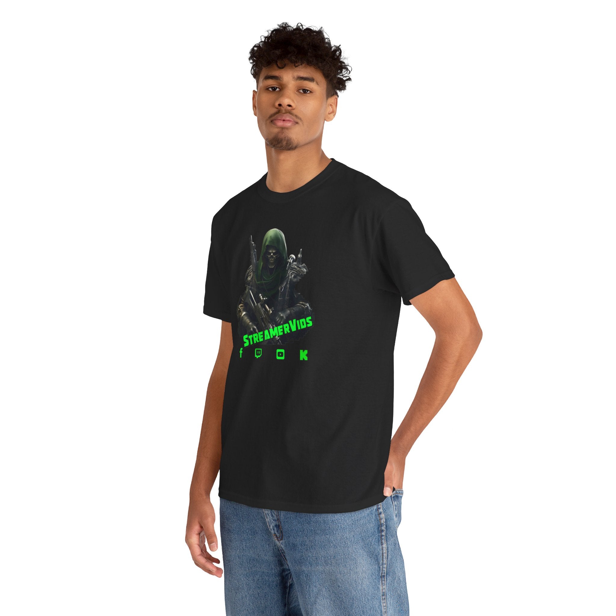 StreamerVids with Gun Unisex Heavy Cotton Tee