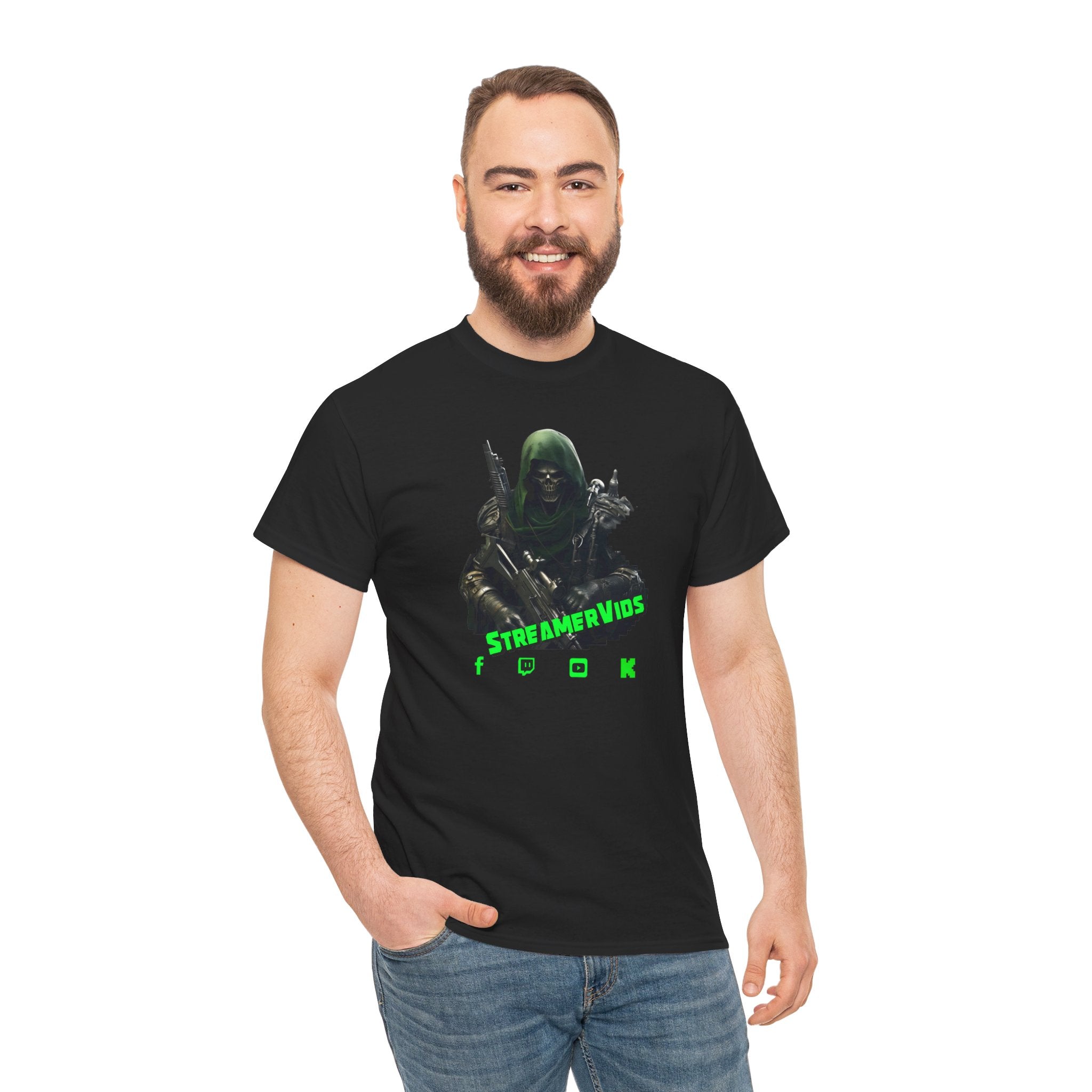 StreamerVids with Gun Unisex Heavy Cotton Tee