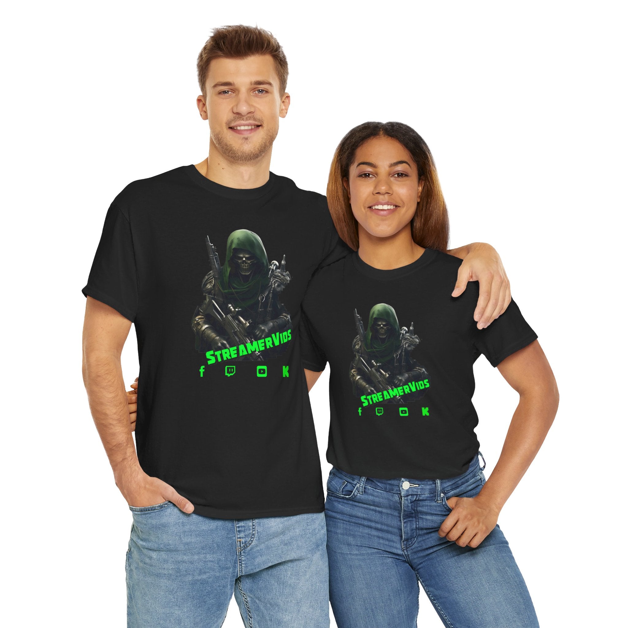 StreamerVids with Gun Unisex Heavy Cotton Tee